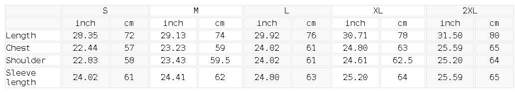 Sharp on All Sides LS size guide