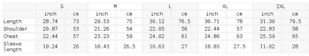 Daily Driver Tee size guide