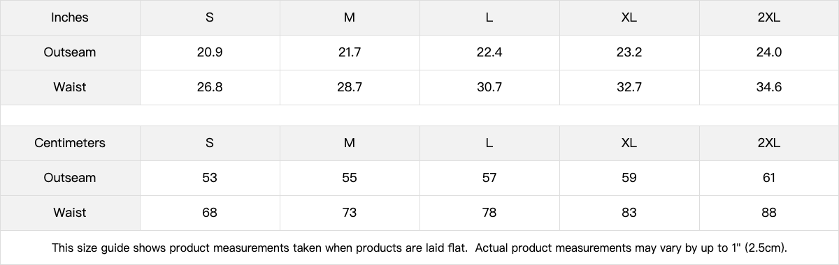 Star Bar Sweatshorts size guide